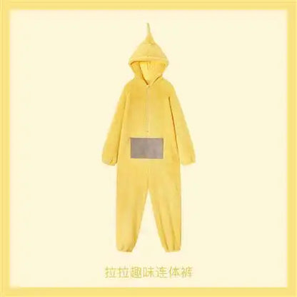 Teletubbies Hooded Onesie Costume for Kids and Adults, Soft Long-Sleeve Character Jumpsuit for Cosplay, Halloween and Family Dress-Up