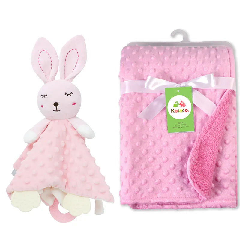 Personalized Minky Baby Blanket and Animal Lovey Options with Custom Name Embroidery, Textured Dot Keepsake for Boys and Girls and Baby Shower Gifts