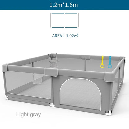 Baby Playpen with Pull Rings by IMBABY, Light Gray Mesh Activity Fence with Zippered Door and Multiple Size Options for Supervised Play