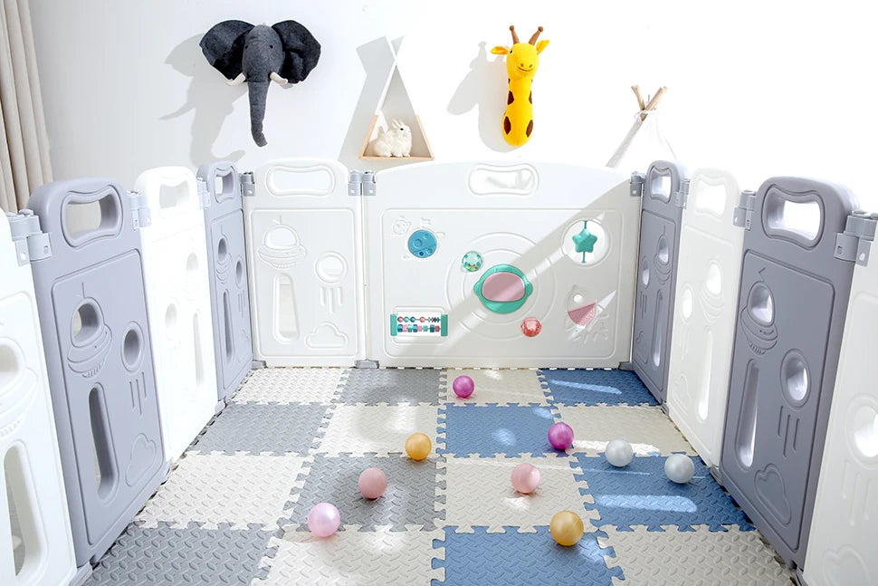 Interlocking Foam Play Mat Tiles for Kids, 1 cm Thick Textured Puzzle Floor Padding in 4, 8, 16 or 20 Pieces for Indoor Playrooms
