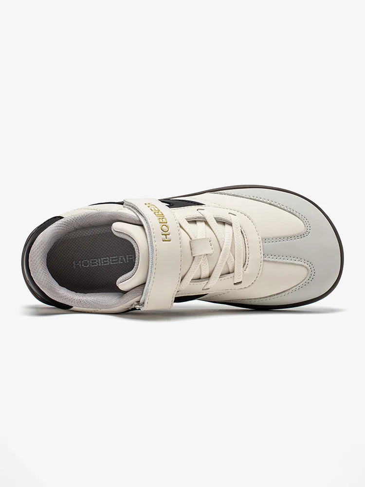 Big Kids Barefoot Sneakers by HOBIBEAR with Wide Toe Box, Zero-Drop Rubber Sole, Hook-and-Loop Strap and Artificial Leather Upper for Everyday Walking