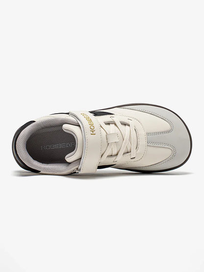 Big Kids Barefoot Sneakers by HOBIBEAR with Wide Toe Box, Zero-Drop Rubber Sole, Hook-and-Loop Strap and Artificial Leather Upper for Everyday Walking