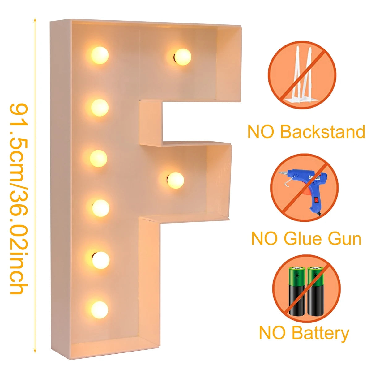 Giant Marquee Letter Frame Box, 91.5cm LED Light-Style Alphabet Display for DIY Names, Baby Showers, First Birthdays and Wedding Party Decor