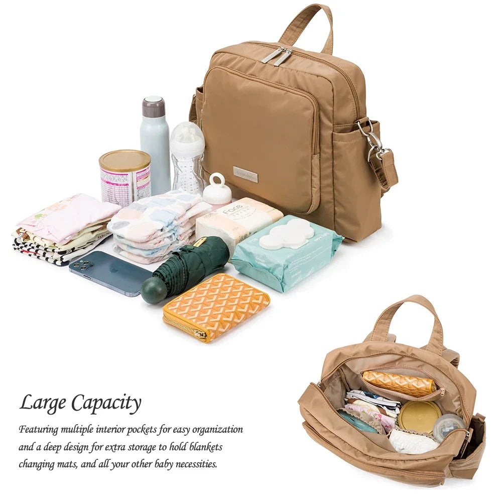 Diaper Bag Backpack with Wide Front Zip Pocket, SOBOBA Baby Essentials Organizer with Side Pockets and Top Handle, 34 x 32 x 12 cm