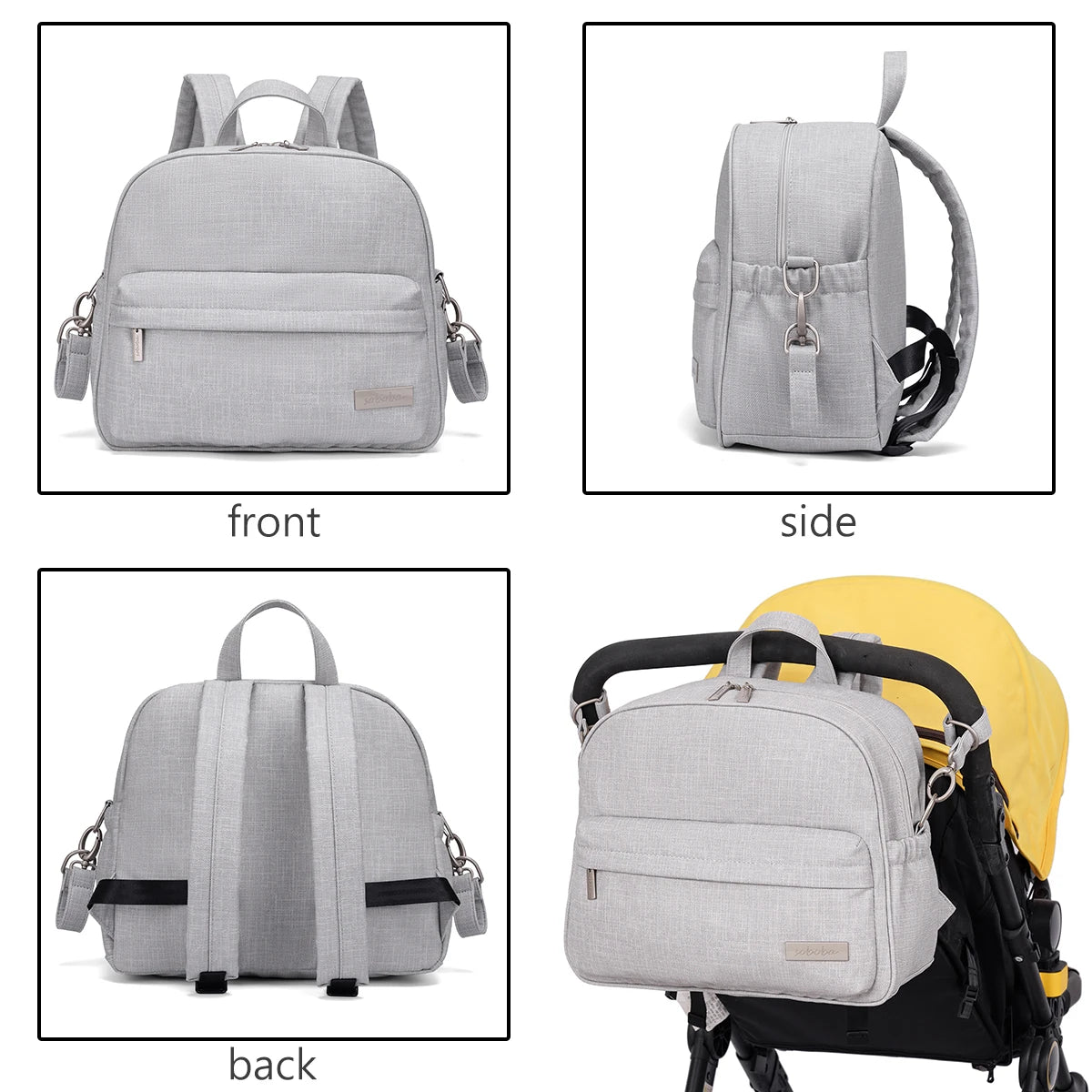 Parent Diaper Backpack by Soboba with Front Zip Pocket and Top Carry Handle, Solid-Color Baby Changing Bag for Newborn Supplies and Daily Outings