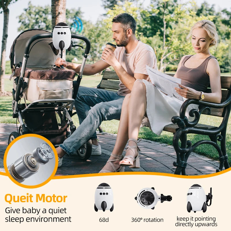 Rechargeable Stroller Rocker with White Noise and Bluetooth, Portable Automatic Pram Rocking Accessory with Adjustable Speed and USB-C Charging