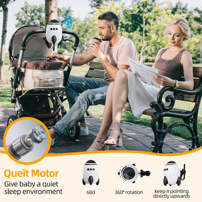Rechargeable Stroller Rocker with White Noise and Bluetooth, Portable Automatic Pram Rocking Accessory with Adjustable Speed and USB-C Charging