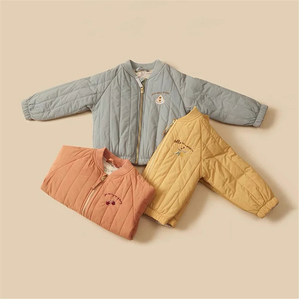 Toddler Quilted Jacket with Zip Front, Cotton Material and Ribbed Cuffs, Kids Everyday Outerwear in Multiple Colors, Sizes 12-18M to 6-7T