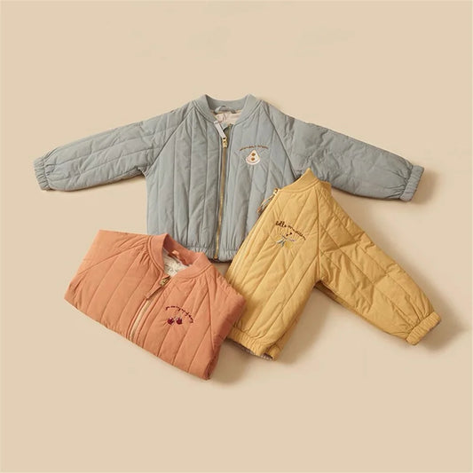 Toddler Quilted Jacket with Zip Front, Cotton Material and Ribbed Cuffs, Kids Everyday Outerwear in Multiple Colors, Sizes 12-18M to 6-7T