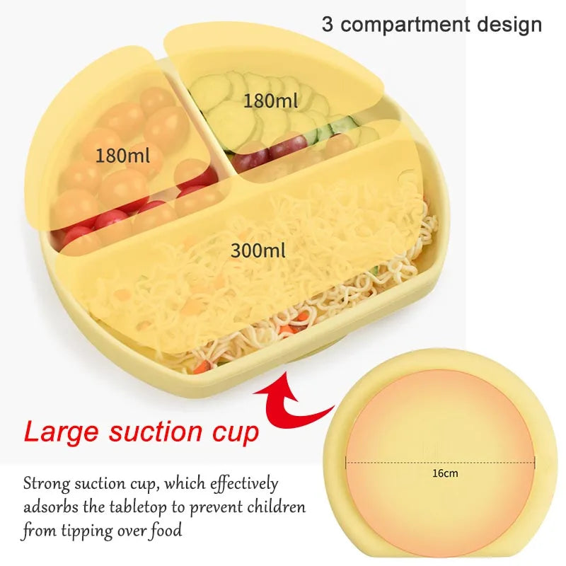 Personalized Baby Feeding Set with Silicone Suction Plate, Bowl, Spoon and Fork, 4-Piece or 6-Piece Tableware Options for Supervised Mealtimes