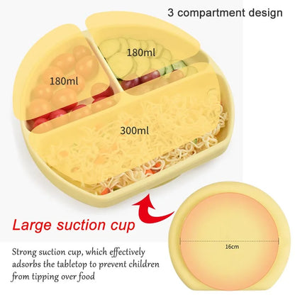 Personalized Baby Feeding Set with Silicone Suction Plate, Bowl, Spoon and Fork, 4-Piece or 6-Piece Tableware Options for Supervised Mealtimes
