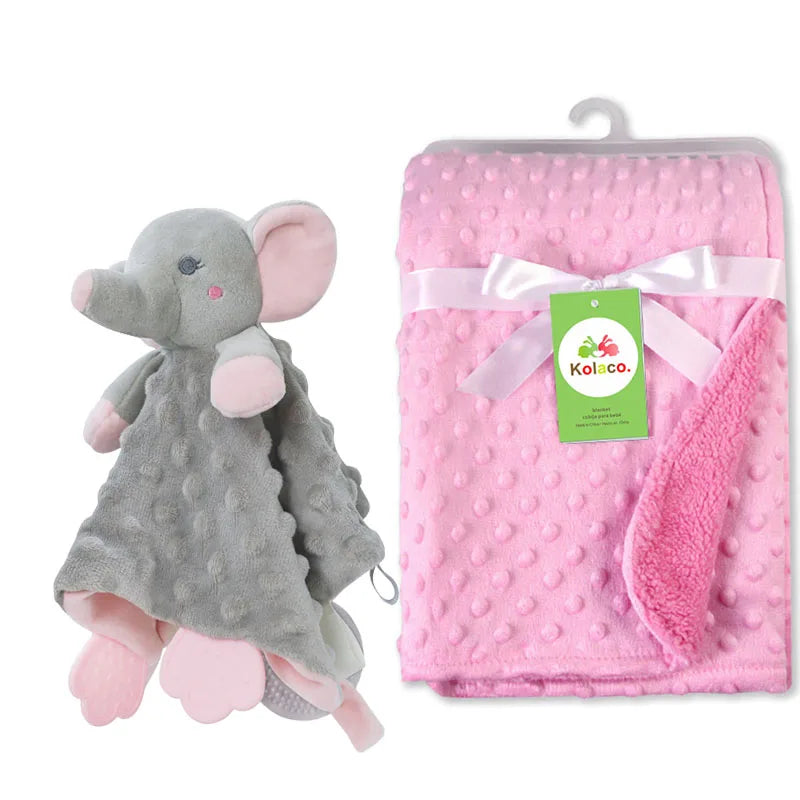 Personalized Minky Baby Blanket and Animal Lovey Options with Custom Name Embroidery, Textured Dot Keepsake for Boys and Girls and Baby Shower Gifts