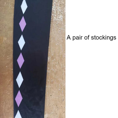 Akemi Homura Cosplay Uniform with White Coat, Gray Skirt, Purple Bows and Stockings, Anime Character Outfit for Halloween and Convention Events