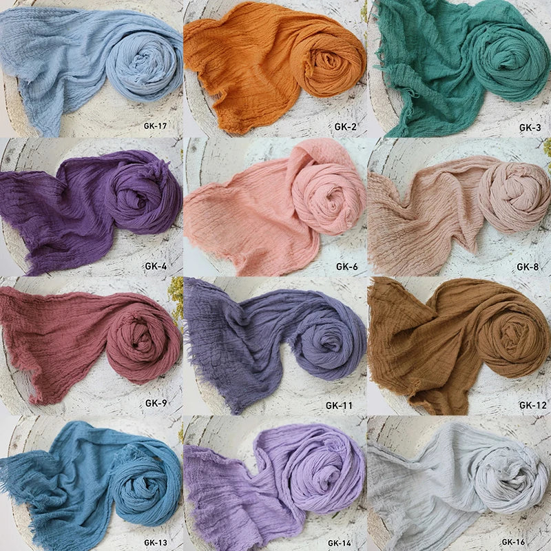 Cotton Gauze Newborn Photography Wrap, Stretchy Baby Portrait Prop in Two Sizes with Color Options for Studio Layers and Keepsake Photo Sessions