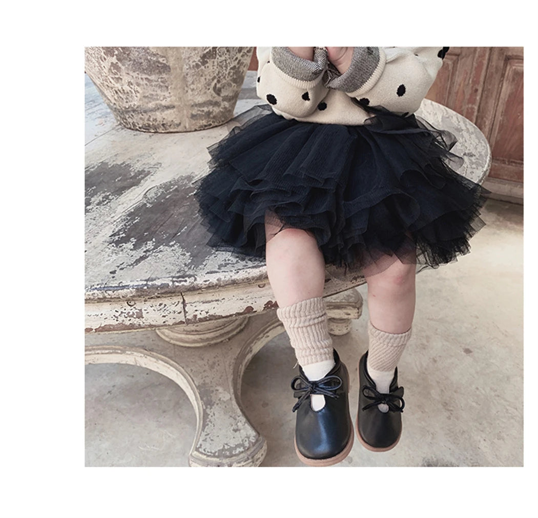 Tiered Tulle Tutu Skirt for Toddler and Little Girls with Gathered Waistband, Fluffy Solid Color Pettiskirt for Birthdays, Dance and Dress-Up