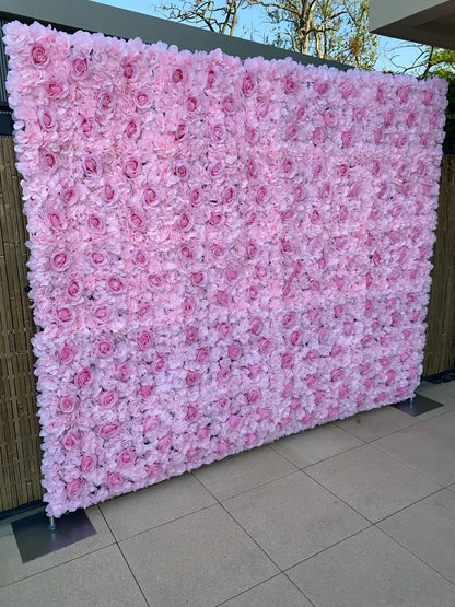 Artificial Flower Wall Panels with Fabric Roses, 40 x 60 cm Reusable Floral Backdrop for Baby Showers, Weddings, Birthdays & Home Decor