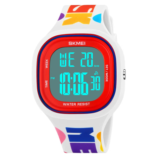 Teen Digital Sports Watch SKMEI 2290 with Stopwatch, Countdown Timer, Alarm and LED Backlight, Colorful Silicone Strap for Boys and Girls