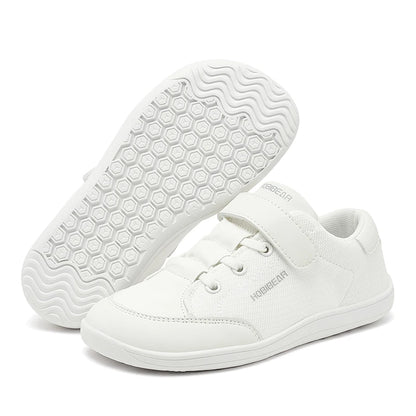Kids Colorblock Barefoot Sneakers by HOBIBEAR with Breathable Mesh, Wide Toe Box, Zero-Drop Design and Easy Strap for Everyday Walking