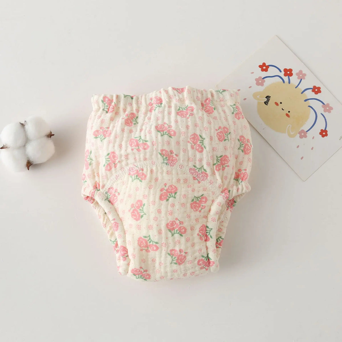 Printed Cotton Potty Training Pants, Single Reusable Learning Underwear with Pull-On Waist for Babies and Toddlers in Sizes 80–110