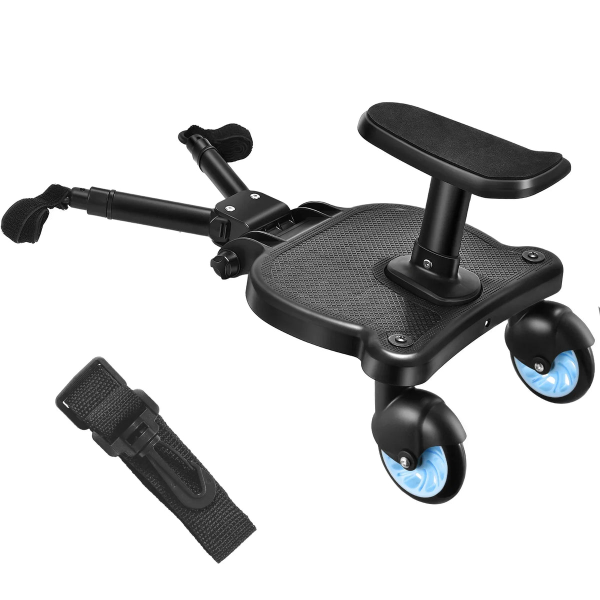 Stroller Ride-On Board with Detachable Seat, Sit or Stand Platform for a Second Child Ages 3-7, Single or Double Wheel Color Options