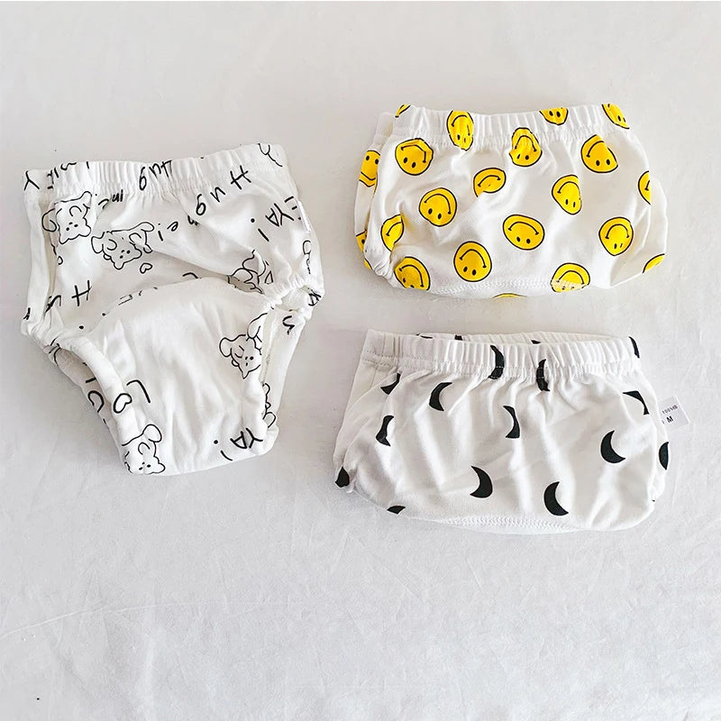 Toddler Potty Training Pants 3-Pack, 6-Layer Washable Cotton Learning Underwear with Elastic Waist and TPU Layer in 8–18 kg Size Options