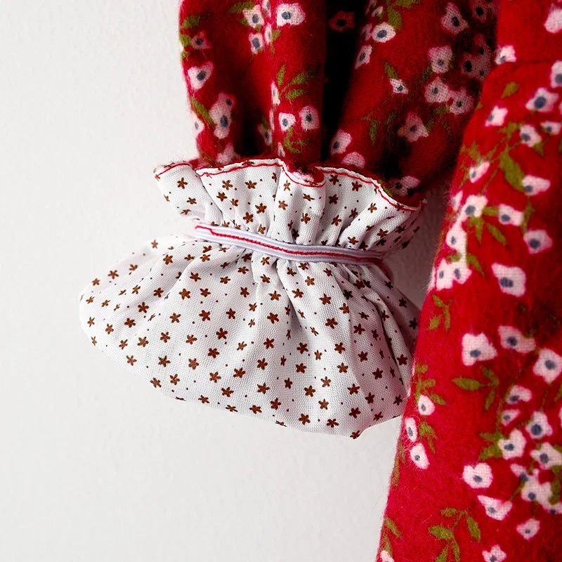 Baby Girl Floral Long Sleeve Dress with Ruffle Collar and Bow, Spring and Fall Outfit for Birthdays and Family Photos, Sizes 9 Months to 3 Years