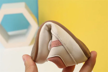 Baby Colorblock Strap Sneakers in Microfiber Leather, DIMI Low-Top Casual Shoes for Boys and Girls in Blue Pink or Brown, Spring and Fall Outfits