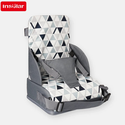 Portable Dining Booster Cushion by INSULAR, Foldable Toddler Chair Seat Pad with Backrest and Buckle Straps for Supervised Home and Away Meals