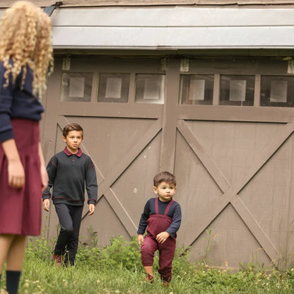Maroon Gingham Sibling Matching Outfits, Cotton Navy and Burgundy Sweatshirt Dresses, Tops, Jumpers and Baby Rompers for Boys and Girls