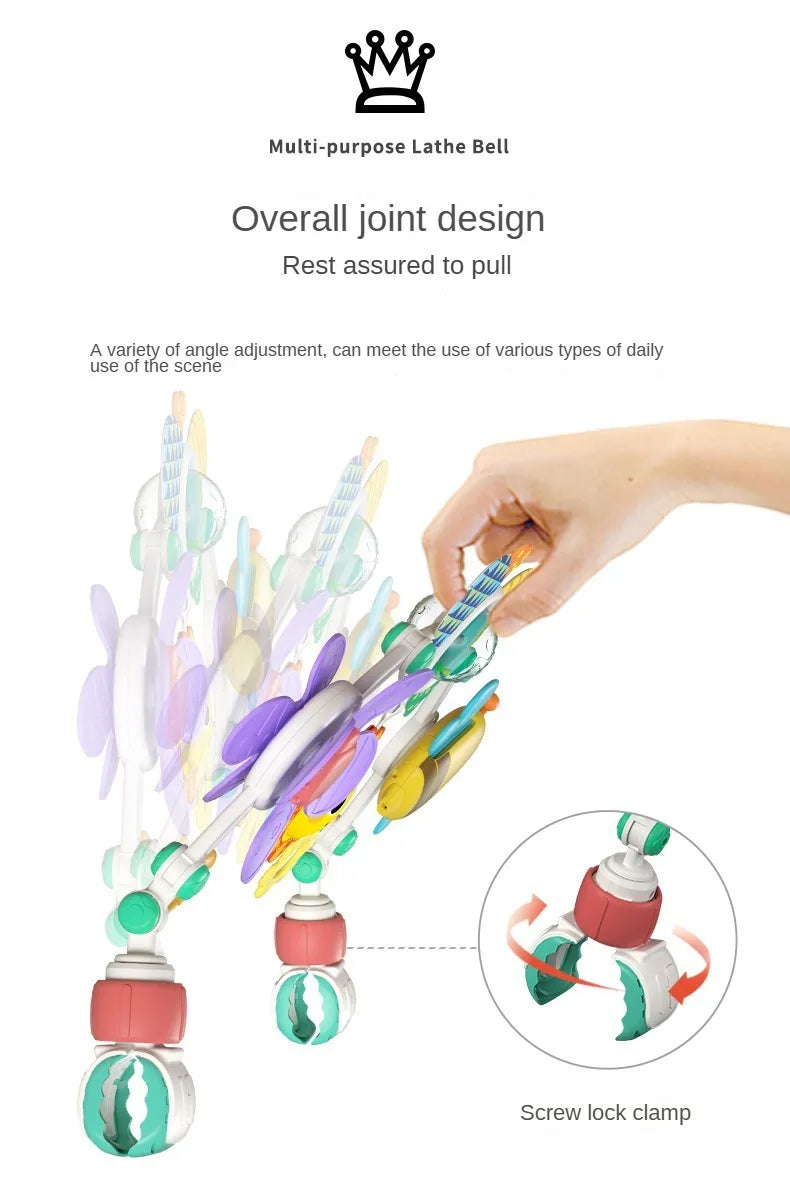 Stroller Activity Toy Arch with Colorful Hanging Play Details, Ocean or Bee Theme Clip-On Baby Play Bar for Supervised Sensory Exploration