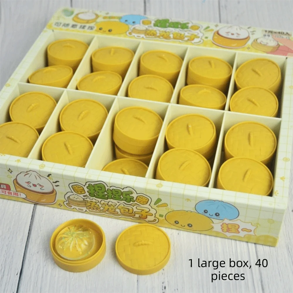 Dumpling Squishy Toys, 40-Piece Mini Food-Shaped TPR Squeeze Fidget Set in Random Colors and Styles for Sensory Play and Novelty Gifts