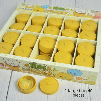 Dumpling Squishy Toys, 40-Piece Mini Food-Shaped TPR Squeeze Fidget Set in Random Colors and Styles for Sensory Play and Novelty Gifts