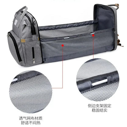 Diaper Bag Backpack with Fold-Out Changing Station, Large Capacity Baby Essentials Organizer with Bottle Pockets and Changing Mat for Parents