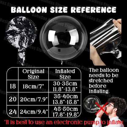 LED Light Up Balloons with Batteries and Clear Bobo Balloon Design, 10-100 Set Options for Wedding Receptions, Proposals and Birthday Party Decor
