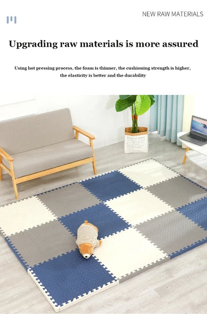 Baby Puzzle Play Mat with 30 cm Interlocking Foam Tiles, 1 cm Thick Textured Floor Padding in 8 or 16 Pieces for Supervised Indoor Play
