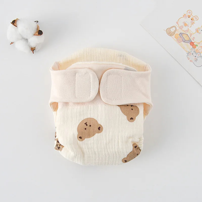 Baby Wrap Cloth Diaper with Adjustable Waist Tabs, Reusable Cotton Nappy in Animal and Rainbow Prints, Single-Piece Infant Changing Essential