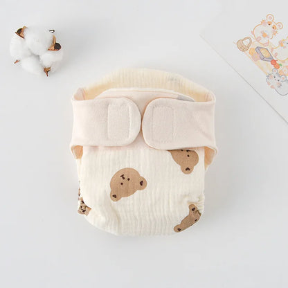 Baby Wrap Cloth Diaper with Adjustable Waist Tabs, Reusable Cotton Nappy in Animal and Rainbow Prints, Single-Piece Infant Changing Essential