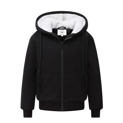 Kids Lined Zip-Up Hoodie with Plush-Textured Interior, Hood and Front Pockets, Boys and Girls Fall Winter Jacket for Everyday Layering