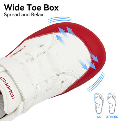 Kids Colorblock Barefoot Sneakers by HOBIBEAR with Breathable Mesh, Wide Toe Box, Zero-Drop Design and Easy Strap for Everyday Walking