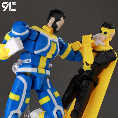 Articulated Superhero Action Figure, 3D Printed PETG Collectible with 30+ Poseable Joints, Interchangeable Parts and Accessories for Display