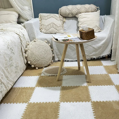 Interlocking Carpet Floor Tiles, Plush 30 cm EVA Foam Puzzle Squares with 1 cm Cushioning for Nursery Corners and Kids Indoor Playrooms