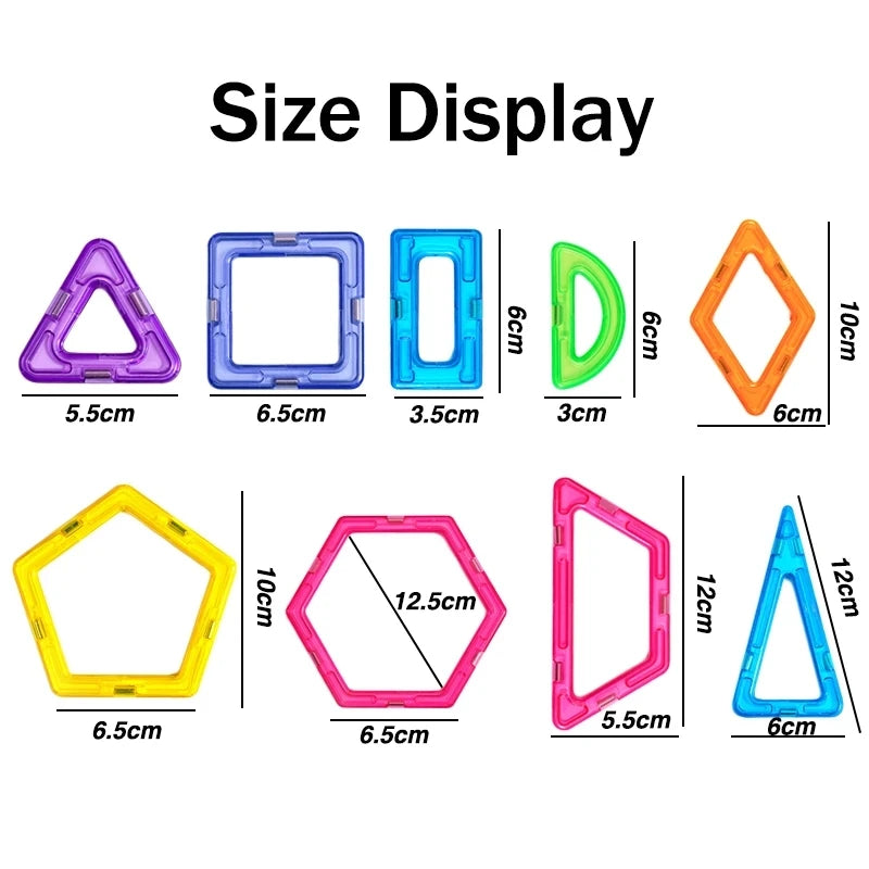 Magnetic Building Blocks for Kids, Large Colorful Geometric Construction Set with 84, 119 or 168 Pieces for Creative STEM Play