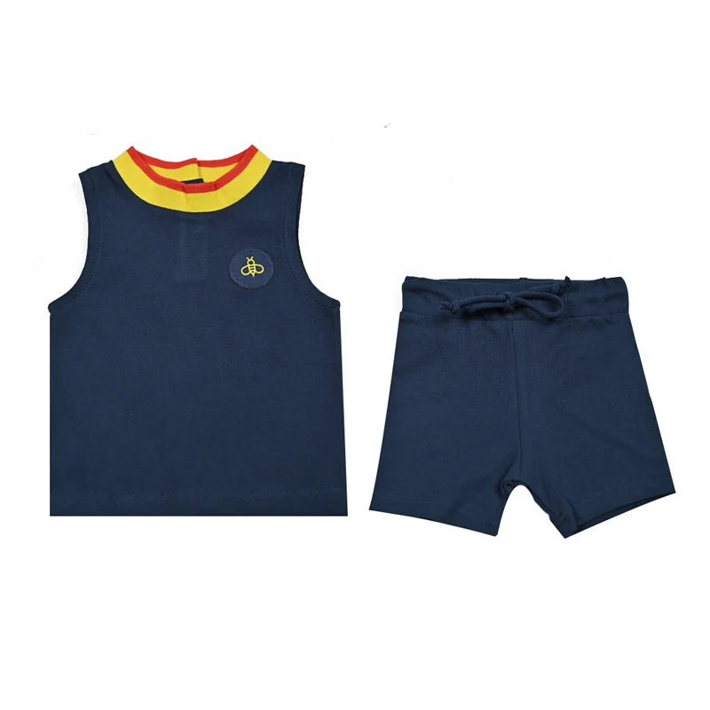 Striped Collar Kids Matching Outfits with Bee Motifs, Boys Shirts, Girls Dress and Top-Skirt Sets, Baby Top-and-Shorts Options for Sibling Photos