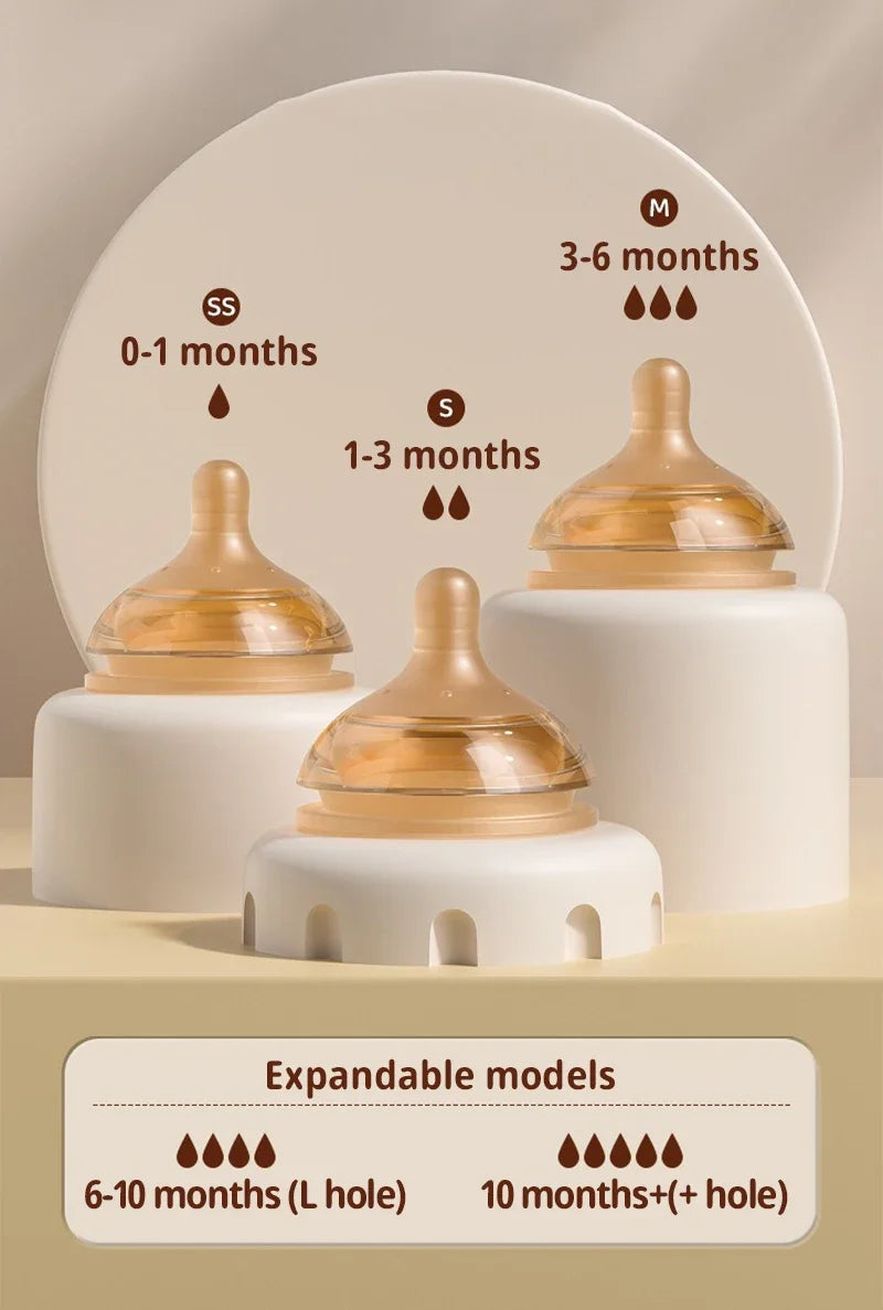 Glass Baby Feeding Bottle, Borosilicate Milk Bottle with Silicone Nipple and Bottom Air Return Valve, 80 mL, 160 mL and 240 mL Infant Options