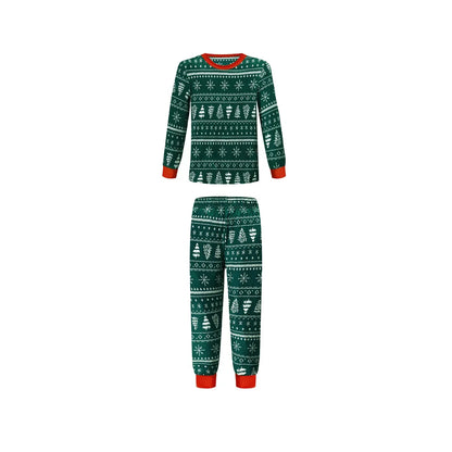 Matching Christmas Pajamas for Family, Festive Allover Print Mom Dad Kids Two-Piece Outfits and Baby Romper for Holiday Photos