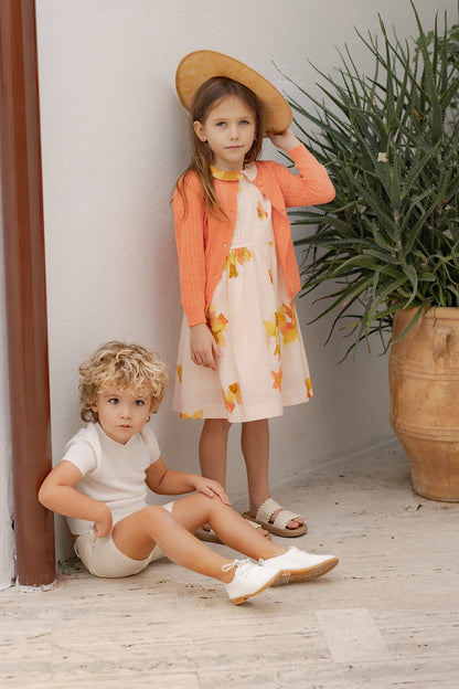Floral and Ivory Kids Occasion Outfits, Cotton Girls Dress and Set Options with Lyocell Knitwear and Boys Blazer Styles for Sibling Photos