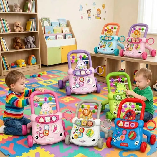 Musical Toddler Push Walker with Animal Activity Panel, Wheeled Handle Toy for Ages 18 Months and Up in Rabbit, Lion, Unicorn, Frog and Spider Styles