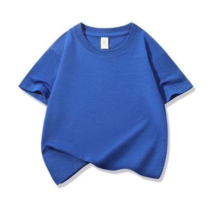 Kids Solid Color Cotton T-Shirt, 180gsm Short Sleeve Crewneck Basic Tee for Boys and Girls in 18 Colors for Summer and Everyday Casual Outfits