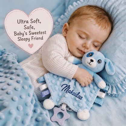 Personalized Minky Baby Blanket and Animal Lovey Options with Custom Name Embroidery, Textured Dot Keepsake for Boys and Girls and Baby Shower Gifts