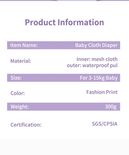 Mesh-Lined Cloth Diapers by Elinfant, 4-Pack Adjustable Pocket Baby Nappies with 4 Three-Layer Microfiber Inserts and Waterproof PUL Outer
